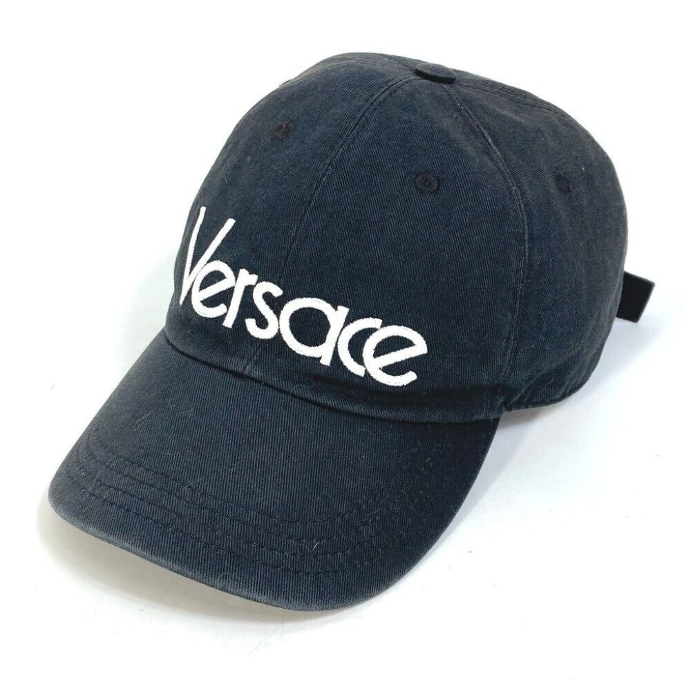VERSACE logo Hat cap cotton Black/White
